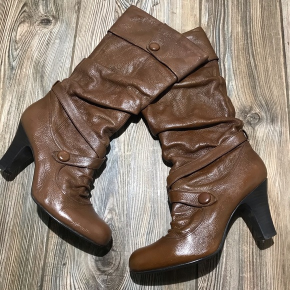 Bakers Shoes - BAKERS brown leather slouch boots